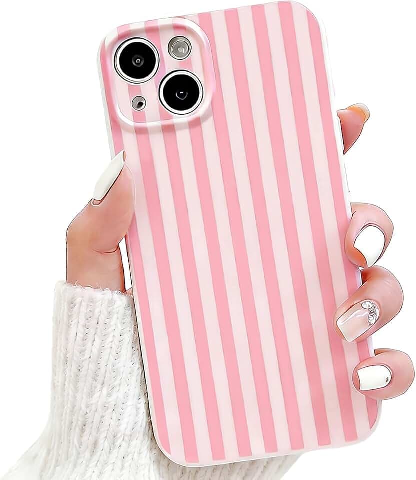 NITITOP für iPhone 15 Hülle Sommer Streifen Gestreift, Rosa