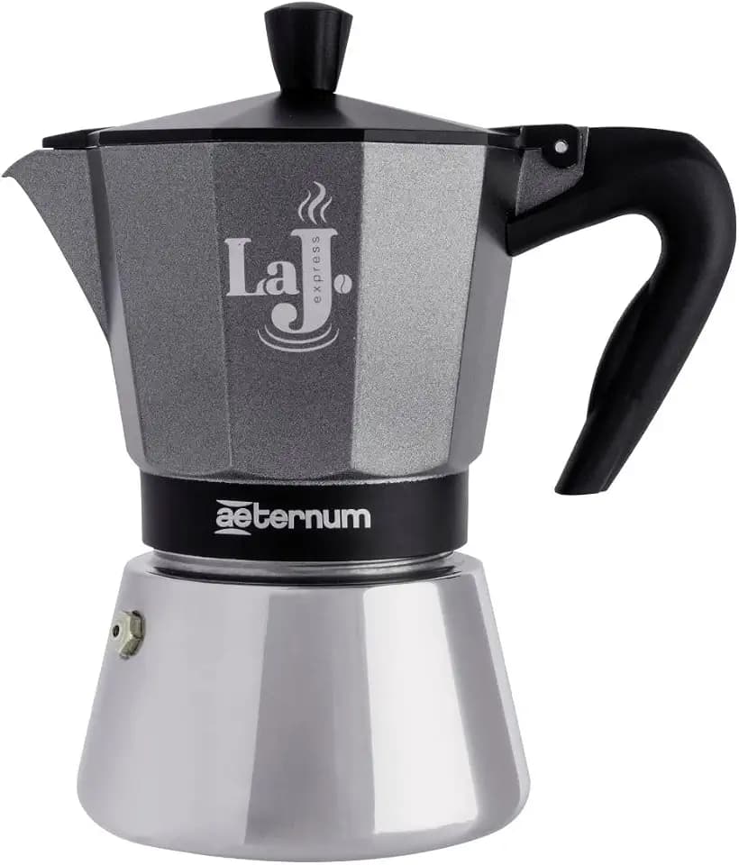 Aeternum, LaJ Espresso Induction, Espressokocher für 6 Tassen, induktionsgeeignet, Aluminium und Edelstahl, Grau und Schwarz