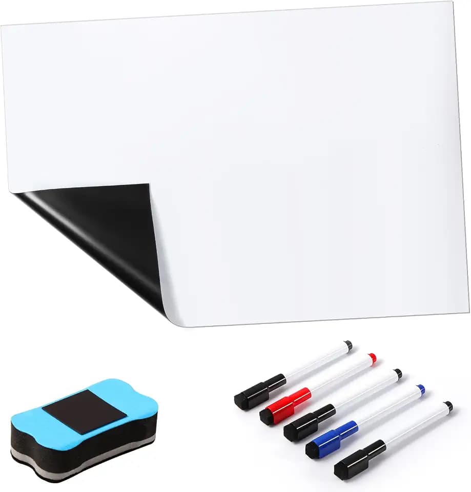 Blendura Magnetische A3 Whiteboard-Folie für Kühlschrank mit 5 Stiften