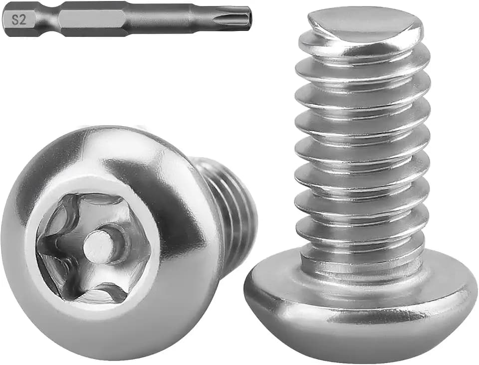 #10-24 x 1/2" Button Head Torx Security Screws, 304 Stainless Steel 18-8, Anti-Strip & Non-Slip Torx Drive Screws for Outdoor, Automotive License Plates, 50-Pack with Bit TT25