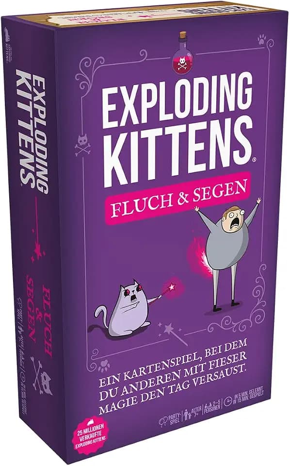 Exploding Kittens: Fluch & Segen, Lustiges Partyspiel, Deutsch