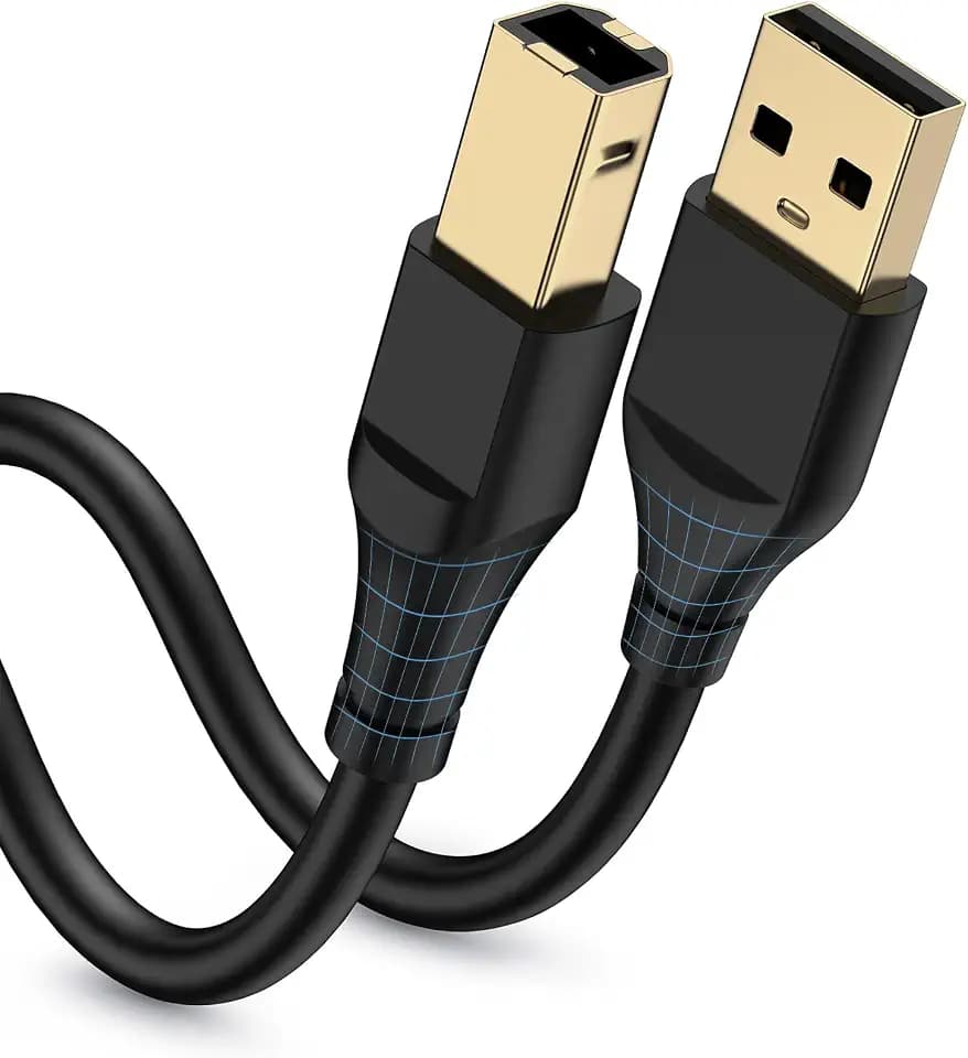 HP Printer Cable 6ft, Square USB A to USB B Cable for Printer/Scanner Epson