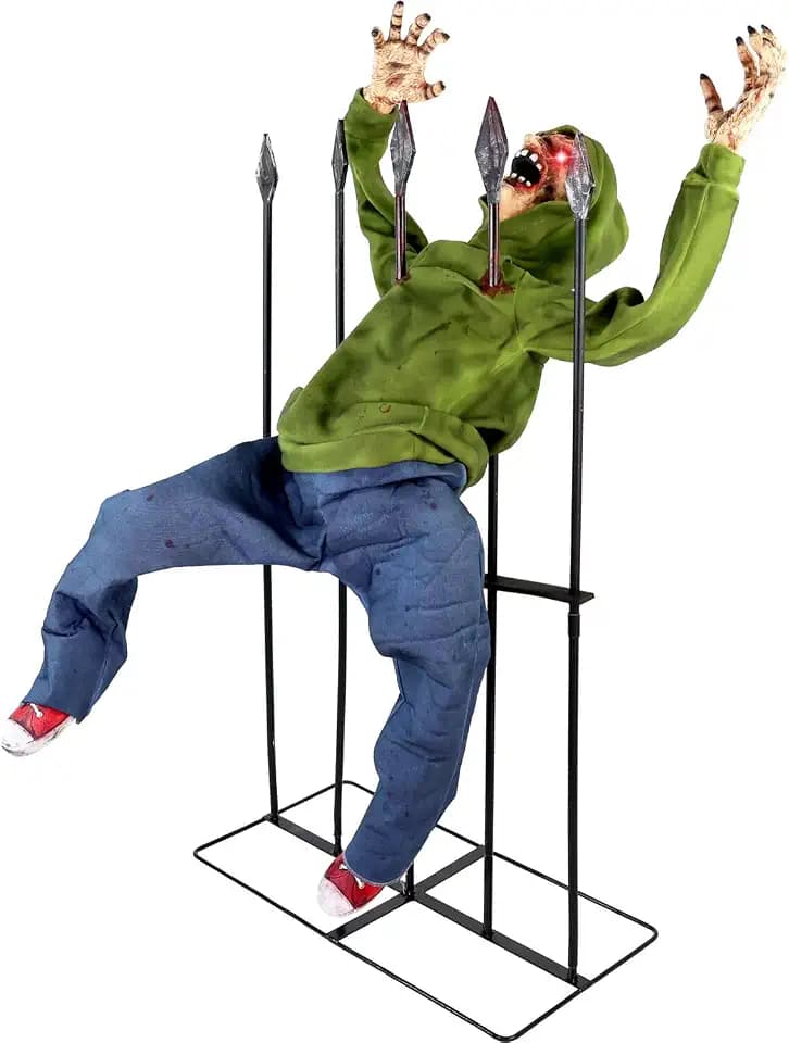 Haunted Hill Farm 4.4-Ft. Animatronic Impaled Zombie Voice-Activated