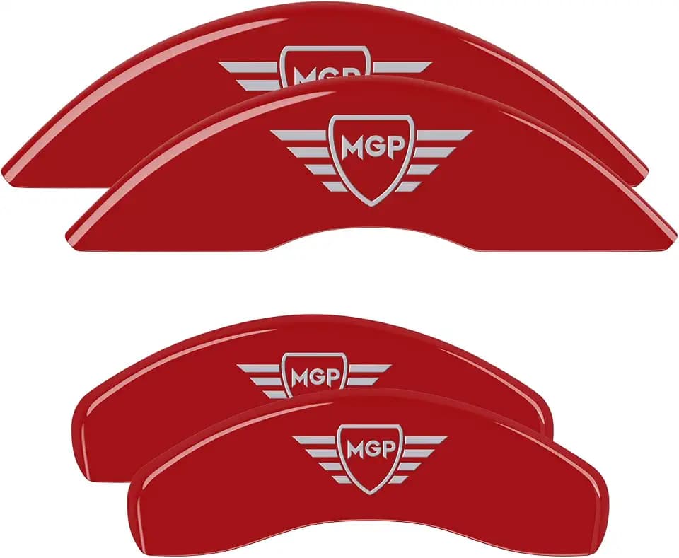 MGP Caliper Covers - Brake Caliper Covers Compatible with 2024+ Toyota Tundra, 2022 4Runner, 2024+ Sequoia and Land Cruiser - Powder-Coated Finish, 4 PCS Front and Rear (Red - MGP Engraving)