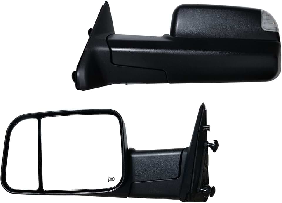 New Power Heated towing mirror Compatible with 2009-2015 Ram 1500, 2010-2015 Ram 2500 3500 Pickup Truck Flip Up Extended Trailer Towing Side Mirrors with Turn Signal, Puddle Lights Black Set pair