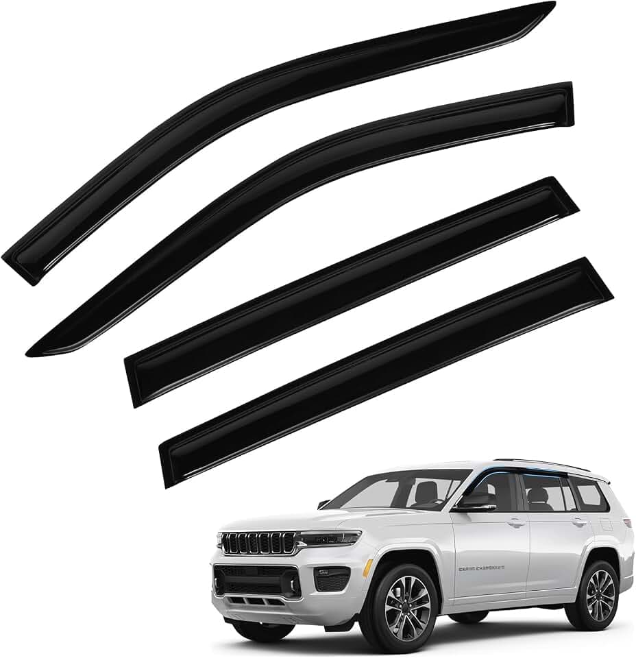 Grand Cherokee Rain Guards - Window Visors for Jeep Grand Cherokee 2022-2025 2026 (Not for L,Not for 3-Row), Out-Channel Side Window Rain Guards for Grand Cherokee, 4PCS, Black, Car Accessories
