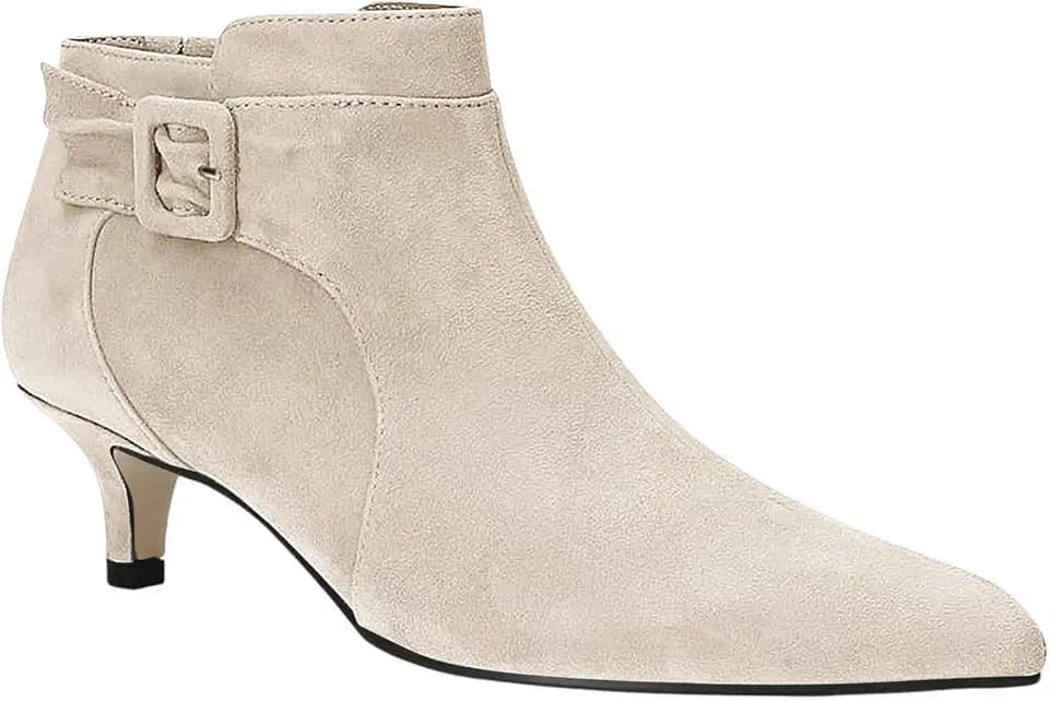 Juliet Holy Womens Pointed Toe Ankle Boots Kitten Heels Faux Suede Booties Side Zipper Dress Shoes