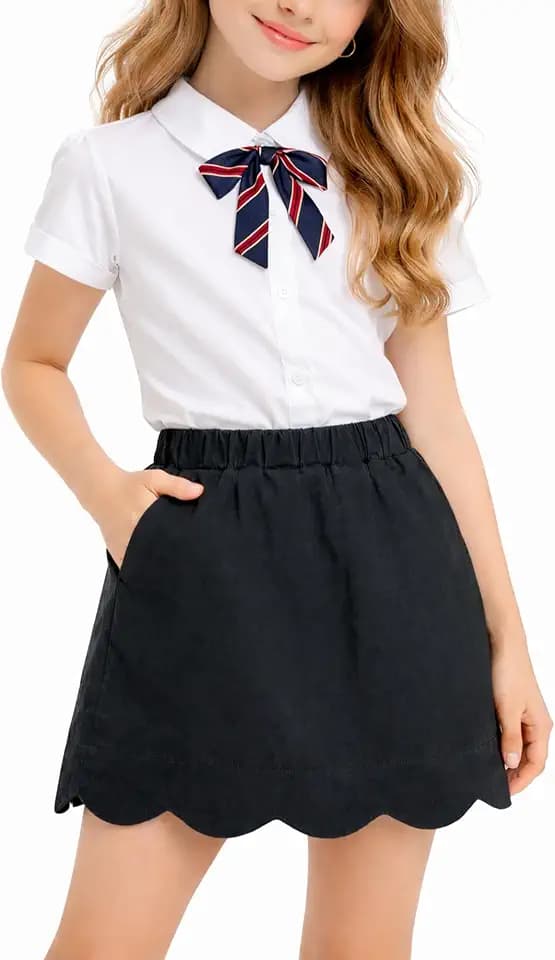 Spring&Gege Rock für Mädchen Tennisrock mit Hose Drunter Elastischem Bund Schuluniform-Skort Mit Taschen Kinder Cheerleader Rock