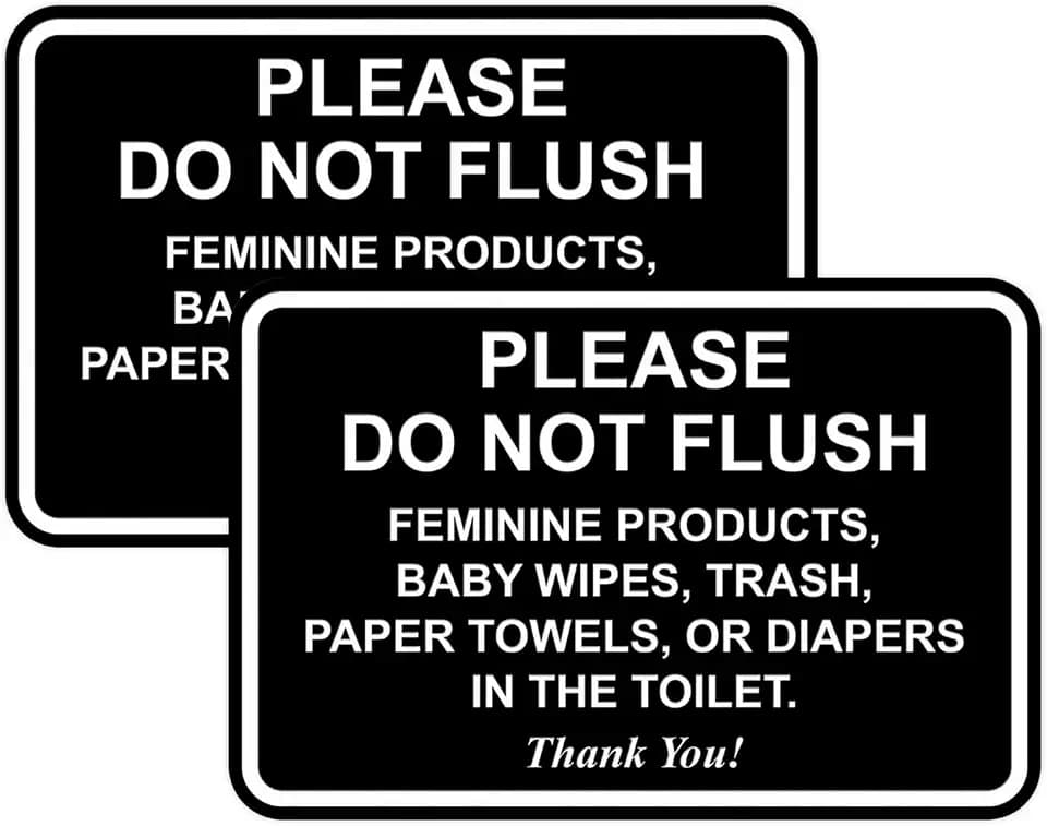 All Quality Classic Framed Please Do Not Flush Thank You Bathroom Etiquette Sign - 6" x 8" (Black-White) 2 Pack