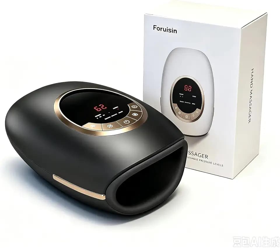 Hand Massager with Heat and Compression, 3 Strength Levels & Modes, 10/15/20 Min Timer,Large Size Fits Hands & Forearms Carpal for Arthritis, Pain Relief, Carpal Tunnel(Black, General)