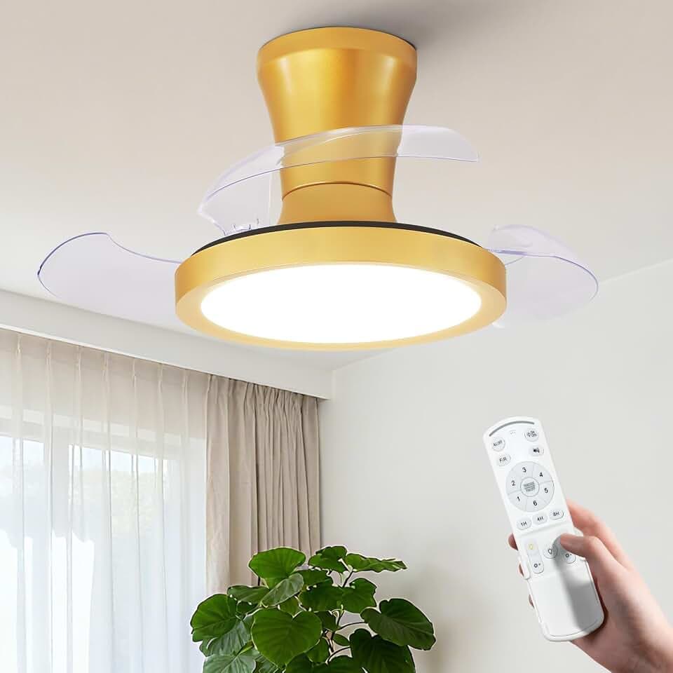 24" Gold Retractable Ceiling Fans with Lights