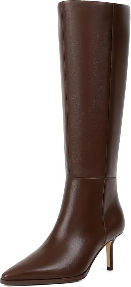Modatope Knee High Boots for Women Pointed Toe Stiletto Heel Side Zipper