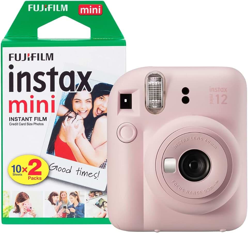 Fujifilm Instax Mini 12 Sofortbildkamera mit 20 Aufnahmen, Blossom Pink