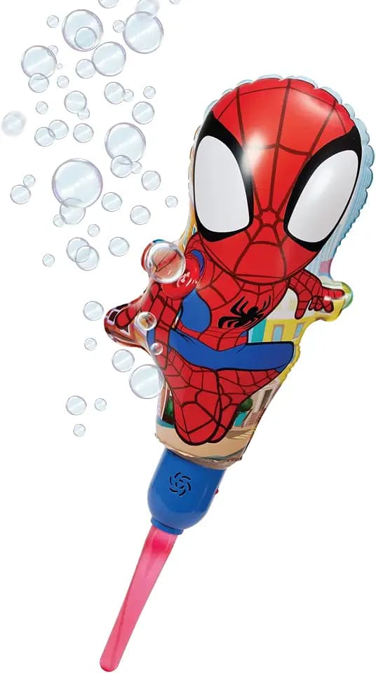 Spider-Man Bubble Machine Amazon Exclusive Huge Inflatable Bubble Machine for Kids Includes a Stand and Bonus 40oz of Bubble Solution 2 in 1 Play Pattern for Maximum Bubble Toy Fun