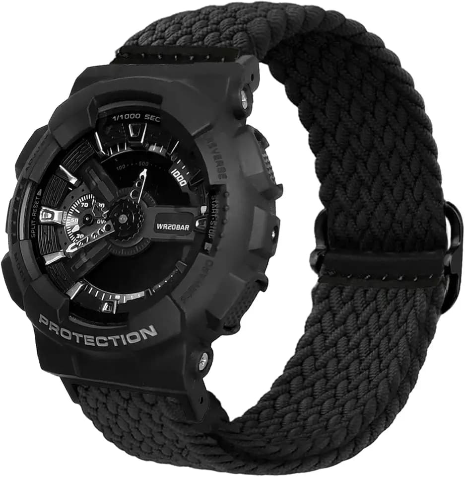 Abanen Stretchy Solo Loop Watch Bands for Casio gshock DW-5600/8900, Soft Elastic Adjustable Braided Wristband Strap with Adjustable Buckle for Casio GA-100/GW-B5600/GB-5600 /GW-6900