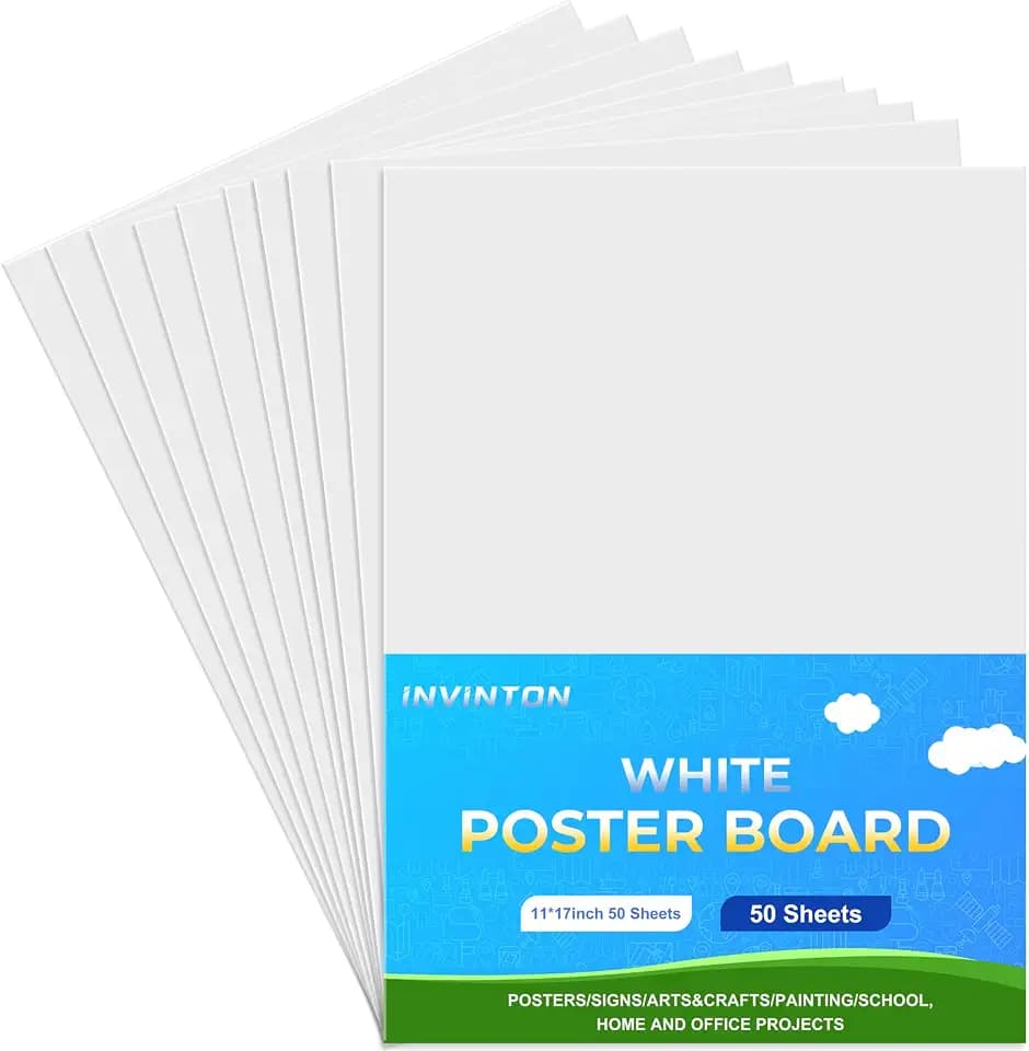 11x17 White Poster Board Paper, 50-Sheet Bulk Pack, 240 GSM