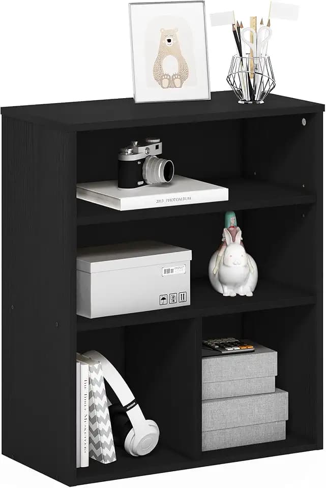Furinno Pasir Bücherregal mit 3 Ebenen, schwarze Eiche