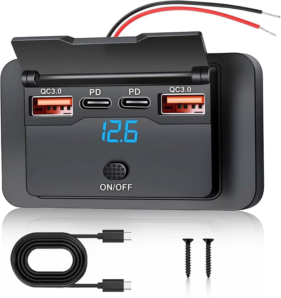 USB Steckdose 12v Wohnmobil Einbau 4 Port 76W mit Schalter