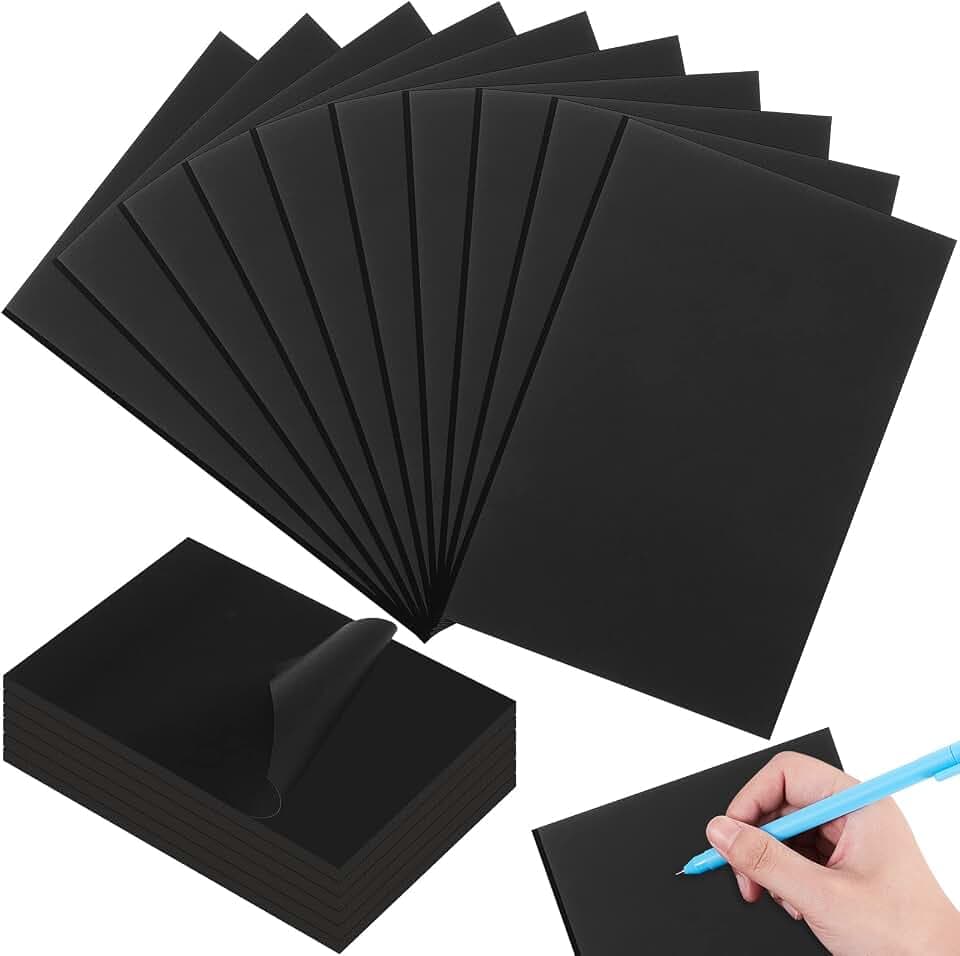 Gueevin 6 Pack Black Sticky Notes 4 x 6 Inch Rectangle Self Adhesive