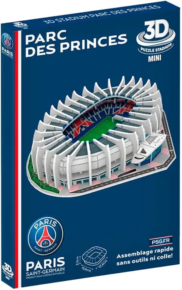 Megableu Mini-Puzzle 3D Princes PSG – Modell Stade Paris Saint-Germain – 3D-Puzzle für Kinder ab 7 Jahren – 52 Teile ohne Klebstoff – Format zum Zusammenbauen 17,5 x 15,6 x 3,7 cm