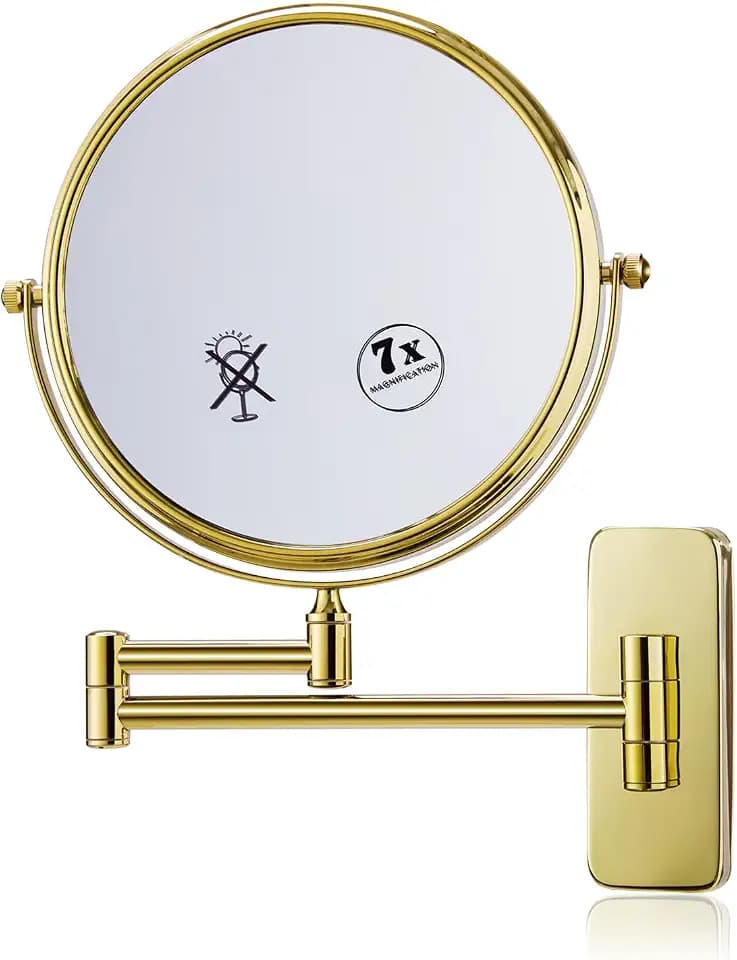 Nicesail Wall Mounted Magnifying Makeup Mirror Gold 7X 8inch