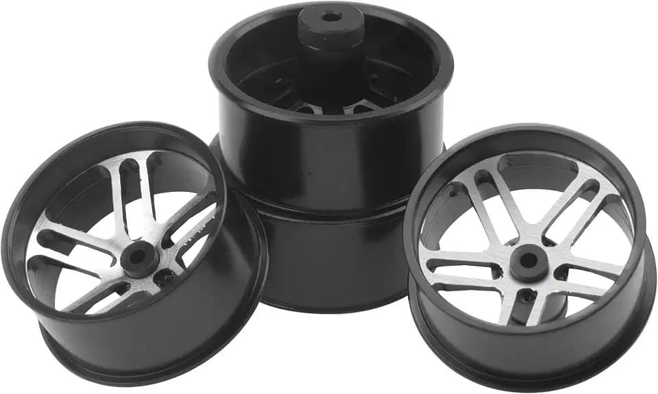 Aluminum Alloy Wheels Rims OD 23.5mm Compatible with Tamiya Mini 4WD RC Car (Black)