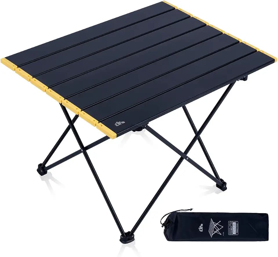 iClimb Ultralight Compact Camping Folding Table (Black - L)