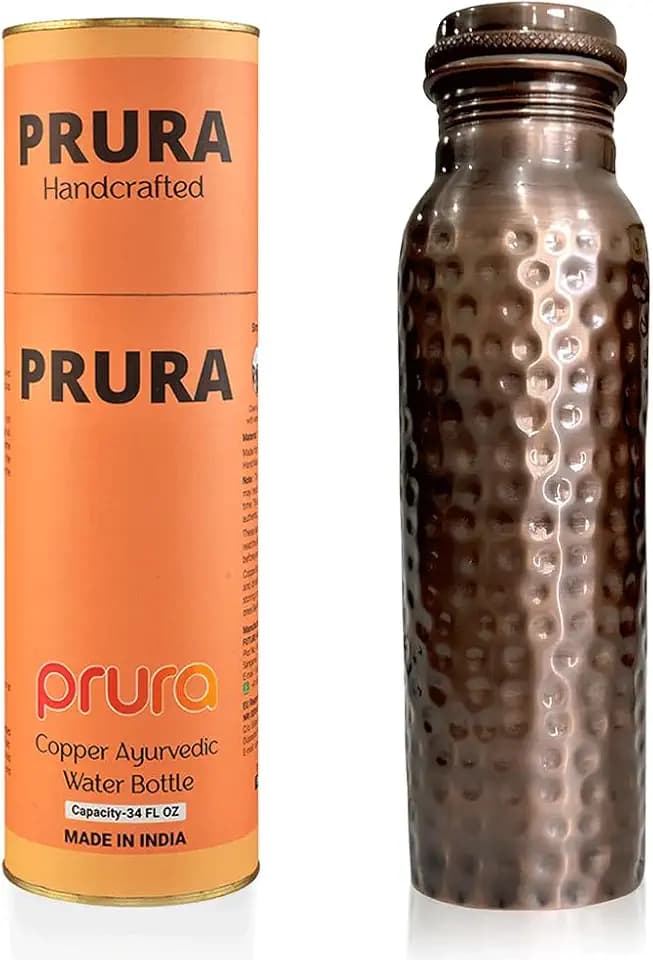 Wasserflasche aus Kupfer, Federdruck, auslaufsicher, ayurvedisches Trinkgefäß, Kupfergefäß für Sport, Fitnessstudio, Outdoor, Yoga, Küche