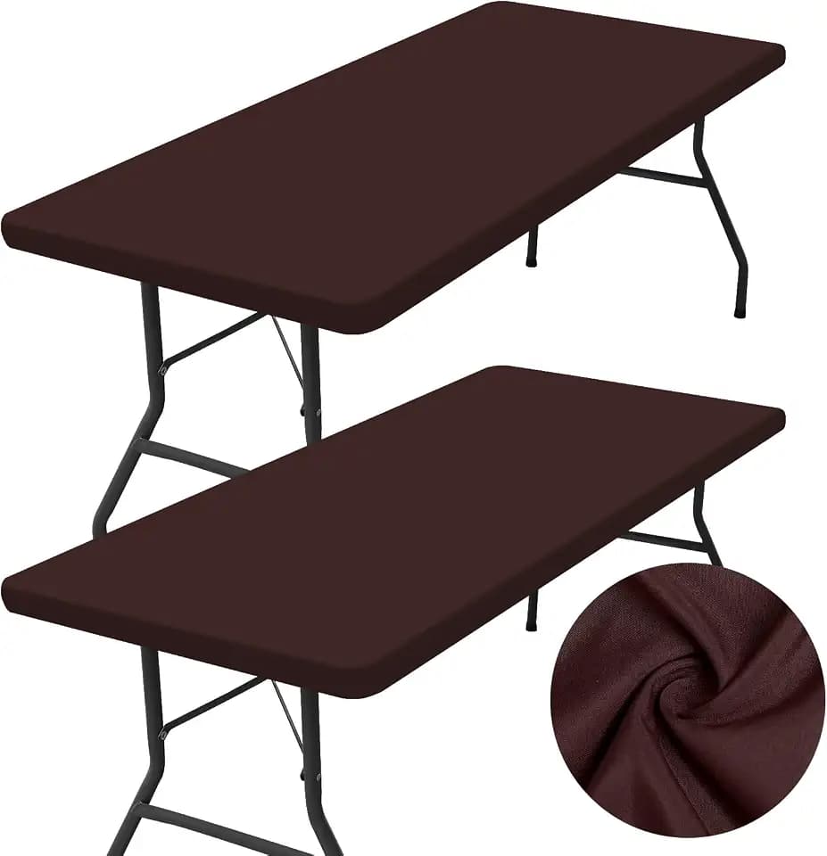 homing 2 Packs 8 Foot Rectangle Coffee Elastic Fitted Table Cloth