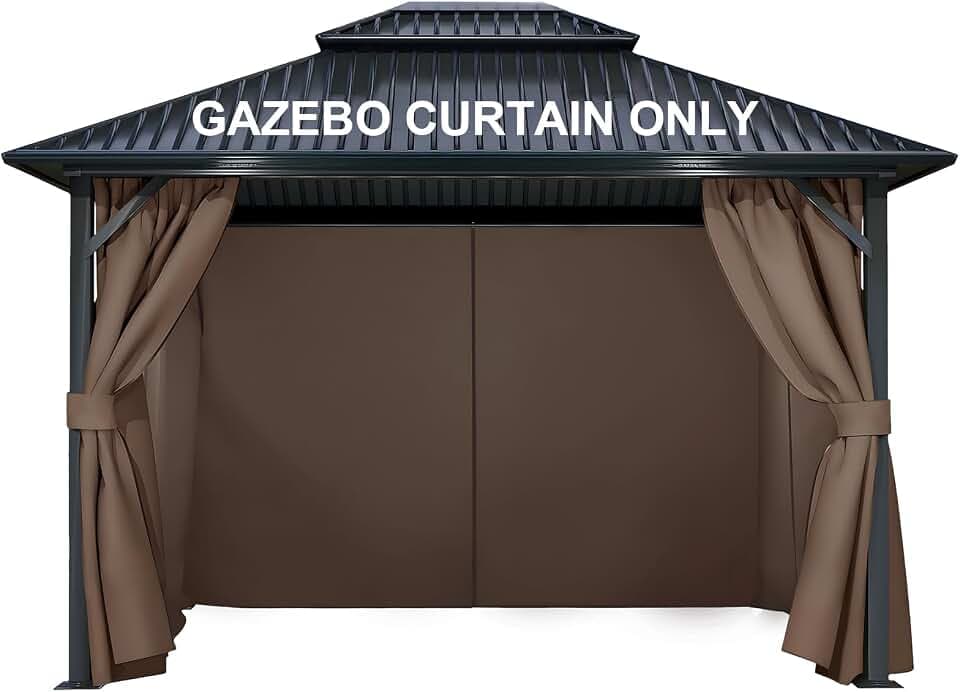 COWVIE 4-Panel 10' x 10' Gazebo Replacement Curtains, Patio Privacy Sidewalls with Double Zipper, Replacement for Outdoor Gazebo Canopy (Curtain Only)