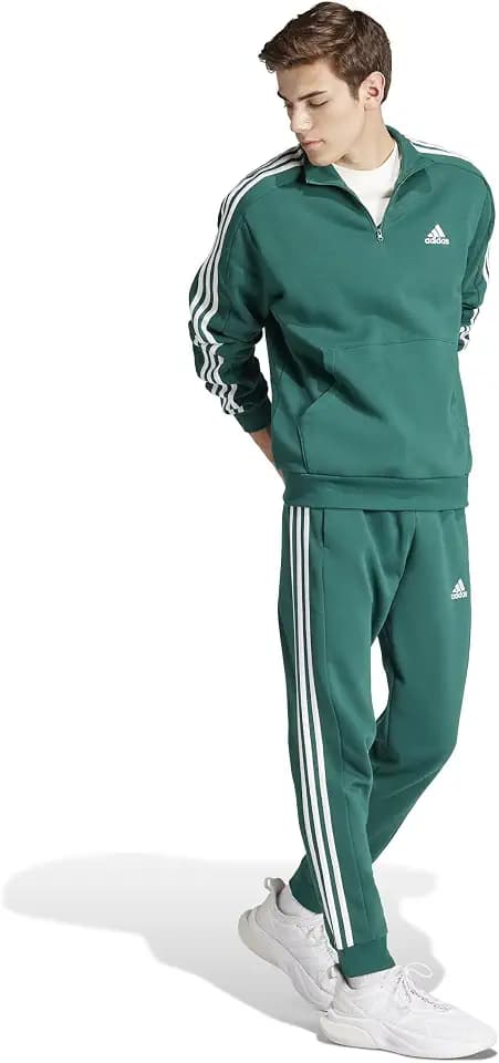 adidas Mens Essentials 3-Stripes Fleece Tapered Cuff Pants