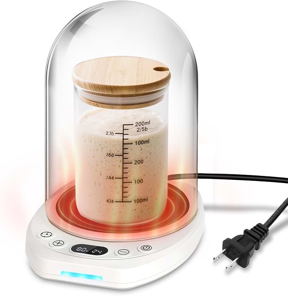 Sourdough Starter Warmer Mat with Glass Dome Precise 1°F Thermostat Control