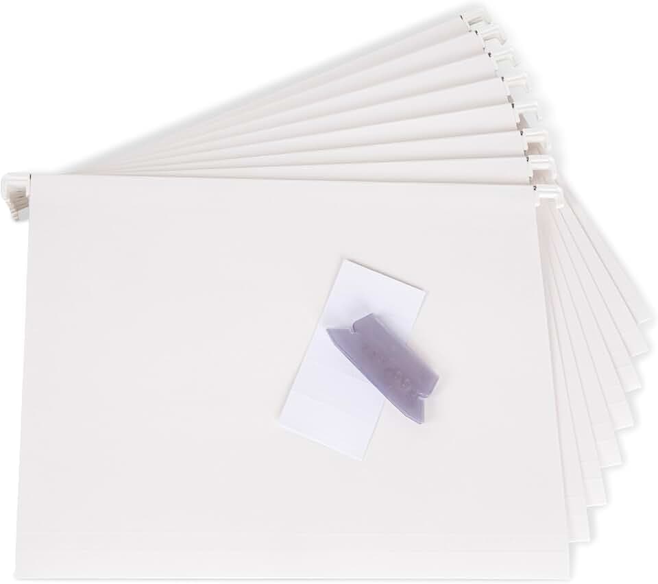 BIGSO 8er-Set Hängemappen inklusive Labels – Hängehefter aus Karton für die JOHAN Ordnungsbox – praktische Dokumentenaufbewahrung für Rechnungen, Rezepte oder Anleitungen – weiß