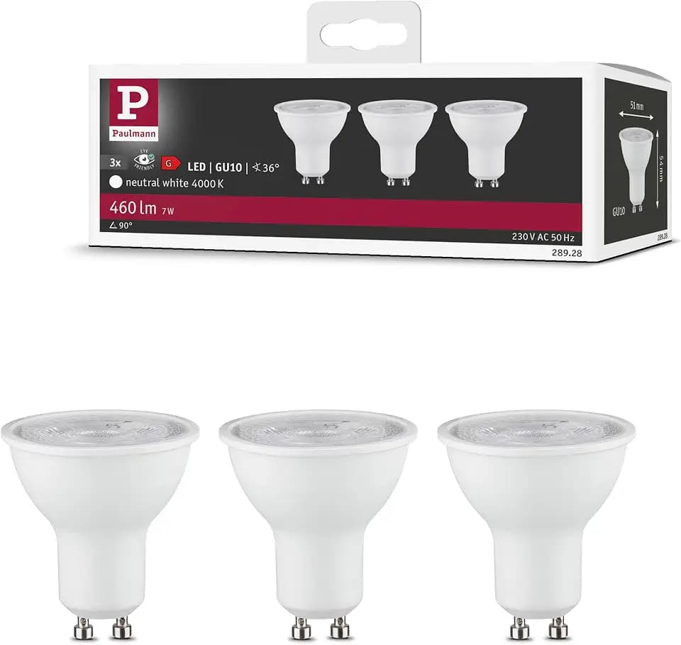 Paulmann 28928 LED Lampe Reflektor 3er Set 3x460lm 36° 3x7 Watt Leuchtmittel Weiß matt 4000 K GU10