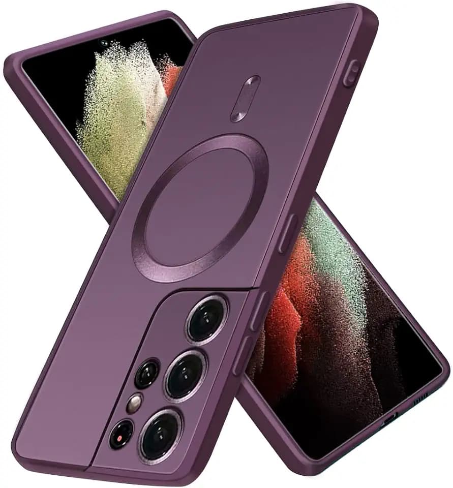 Hülle für Samsung Galaxy S21 Ultra Hülle 5G, S21 Ultra Hüllen Mit Vollabdeckung Objektiv, Wireless Chager, Bildschirm-Kamera-Schutzhülle (Purple)