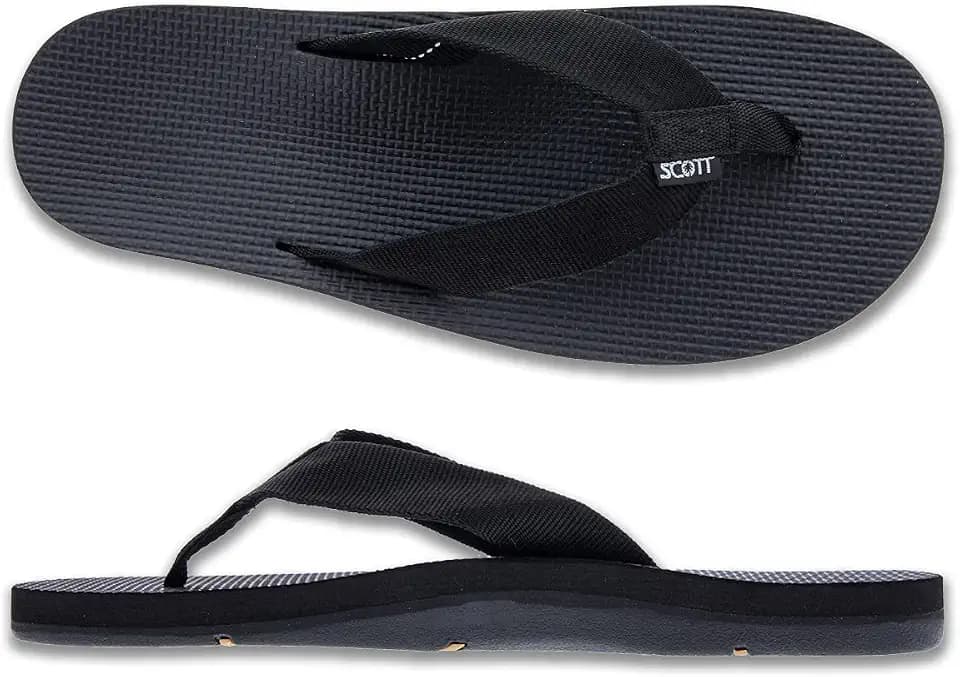 Scott Hawaii Makaha Flip Flop Black | Custom Molded Outsole with Arch Support | Podiatrist Recommended