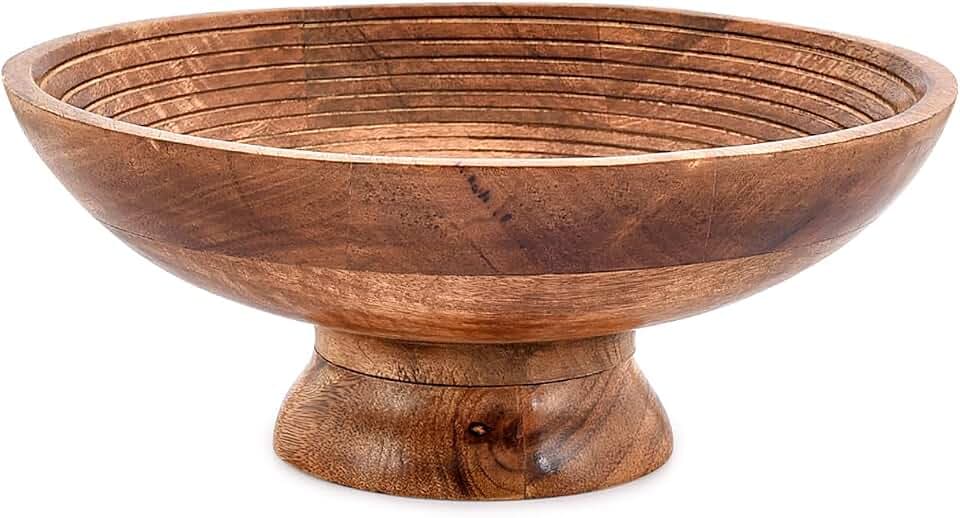 Indus Lifespace Obstschale aus Mangoholz, runde Servierschale für Obst, Dessertplatte, Tablett, Küche, Esszimmer, Obst, Dessert, Snack (30,48 x 30,48 x 12,7 cm)