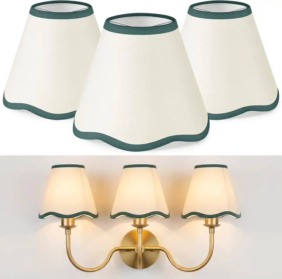 VIHOSE Set of 3 Scalloped Lampshade with Petal Edge, Green Edge