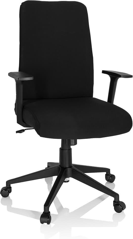 hjh OFFICE 724581 Home-Office Bürostuhl COSIO I Stoff Schwarz Drehstuhl gepolstert, Rückenlehne ergonomisch, Wippfunkion