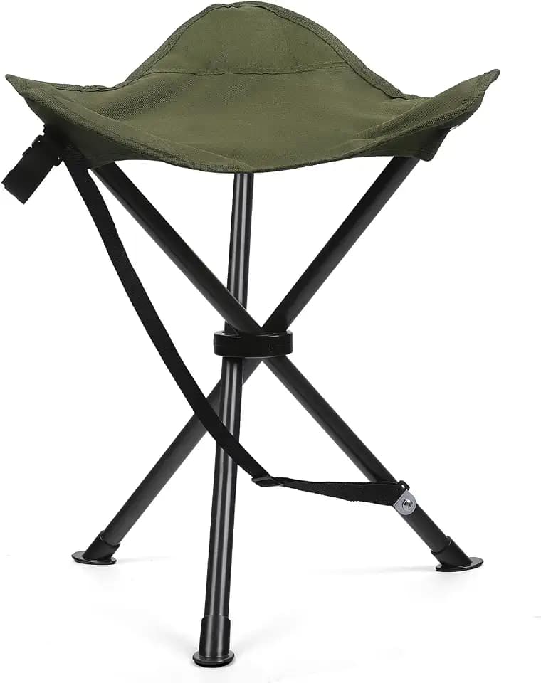 18" Folding Tripod Stool, 3 Legs Portable Tall Camping Stool, Green
