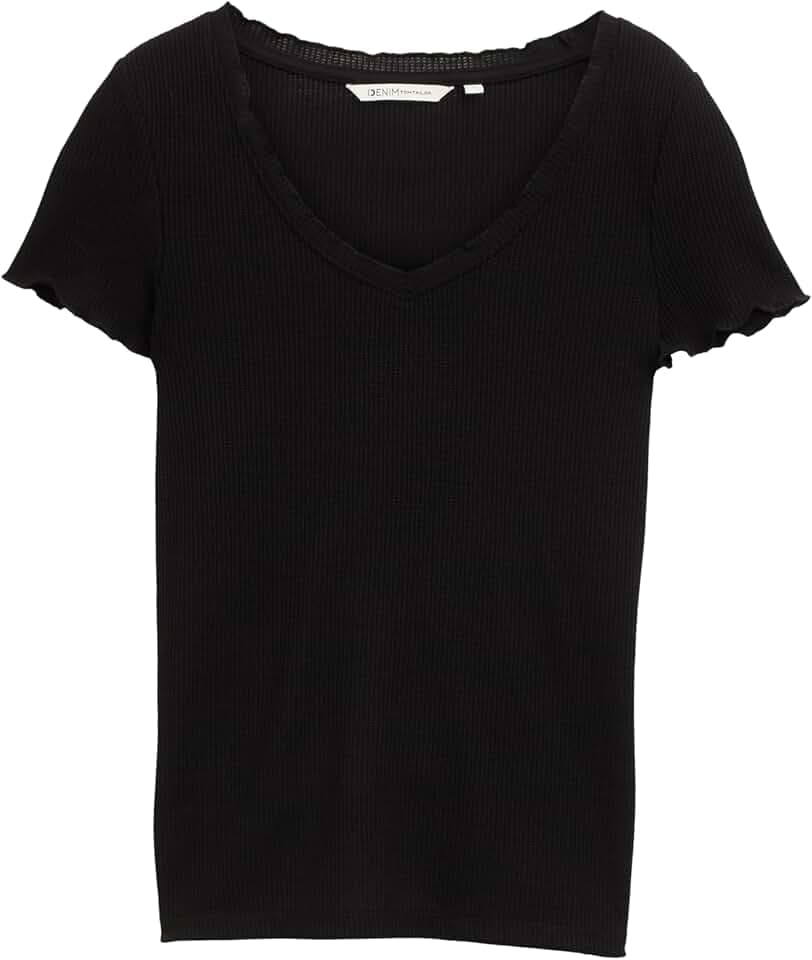 TOM TAILOR Denim Damen T-Shirt mit V-Ausschnitt
