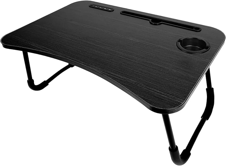 InGenious Laptoptisch mit USB-C Hub – Klappbarer Betttisch & Schoßtablett für Sofa – Multifunktionaler Laptop Ständer mit 4 Ports – Home Office Zubehör & Frühstückstablett