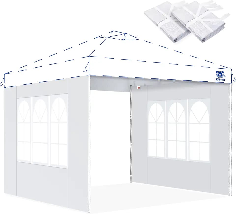 FANPAT Church Sidewalls for 10x10 Pop Up Canopy, White(2Pcs Sidewalls Only)