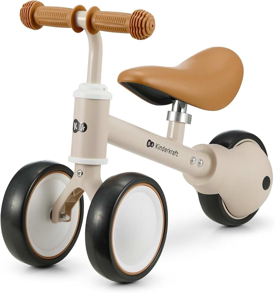 Kinderkraft Cutie Laufrad Dreirad aus Metall, ohne Pedale, ab 1 Jahr, Beige