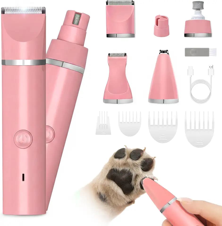 Veeconn 4 in 1 Dog Clippers Grooming Kit with Paw Hair Trimmer for Cat Pet