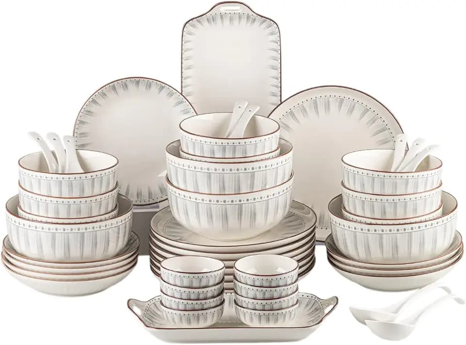 Ceramic Dinnerware Set, Series Kavara Ⅱ, (Blue Stripes)