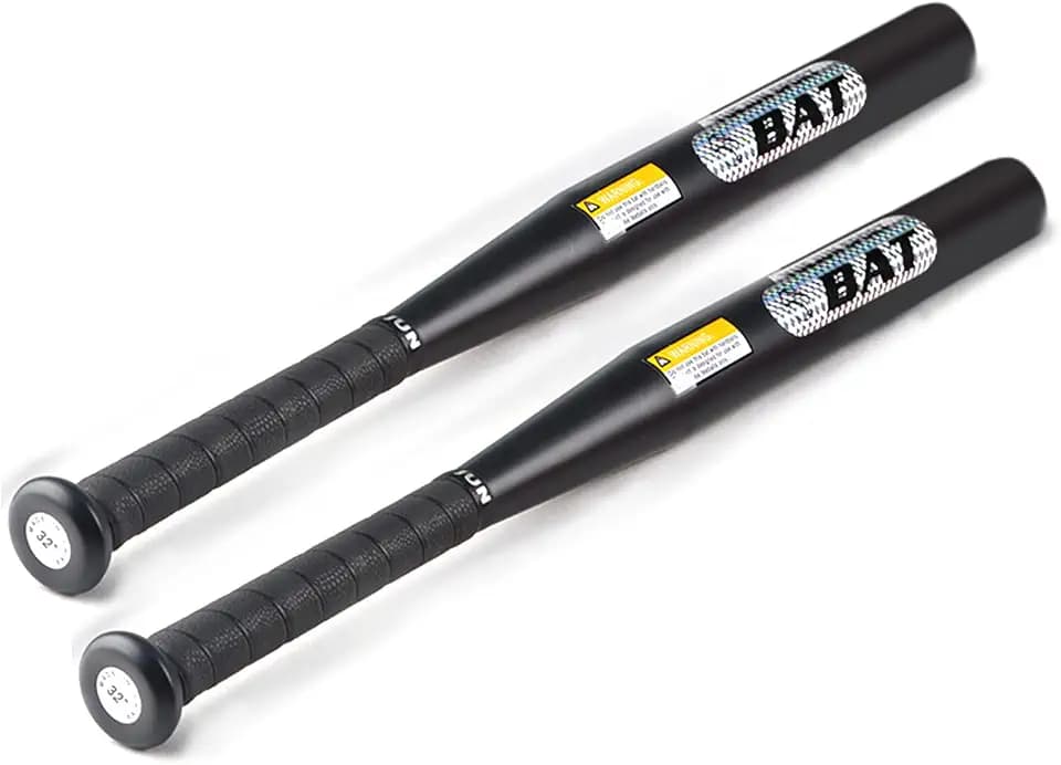 32" Baseball Bat 2Pack Weighted Steel Bats 2lbs Heavy Duty, for Adult and Youth, PU Wrapped, Black