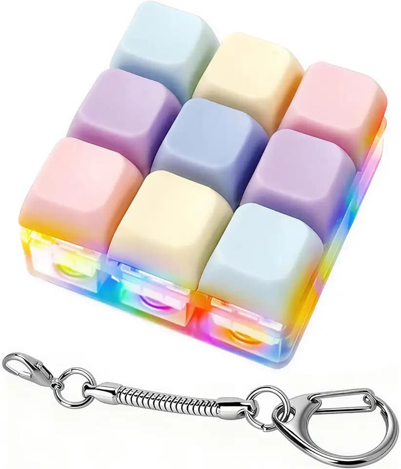Tastatur Fidget Spielzeug, 9-Tasten Fidget Tastatur Clicker, Mechanische Tasten Anti-Stress Spielzeug mit Klickgeräusch & RGB-Licht, Sensorisches Stressabbau Spielzeug für Erwachsene & Kinder