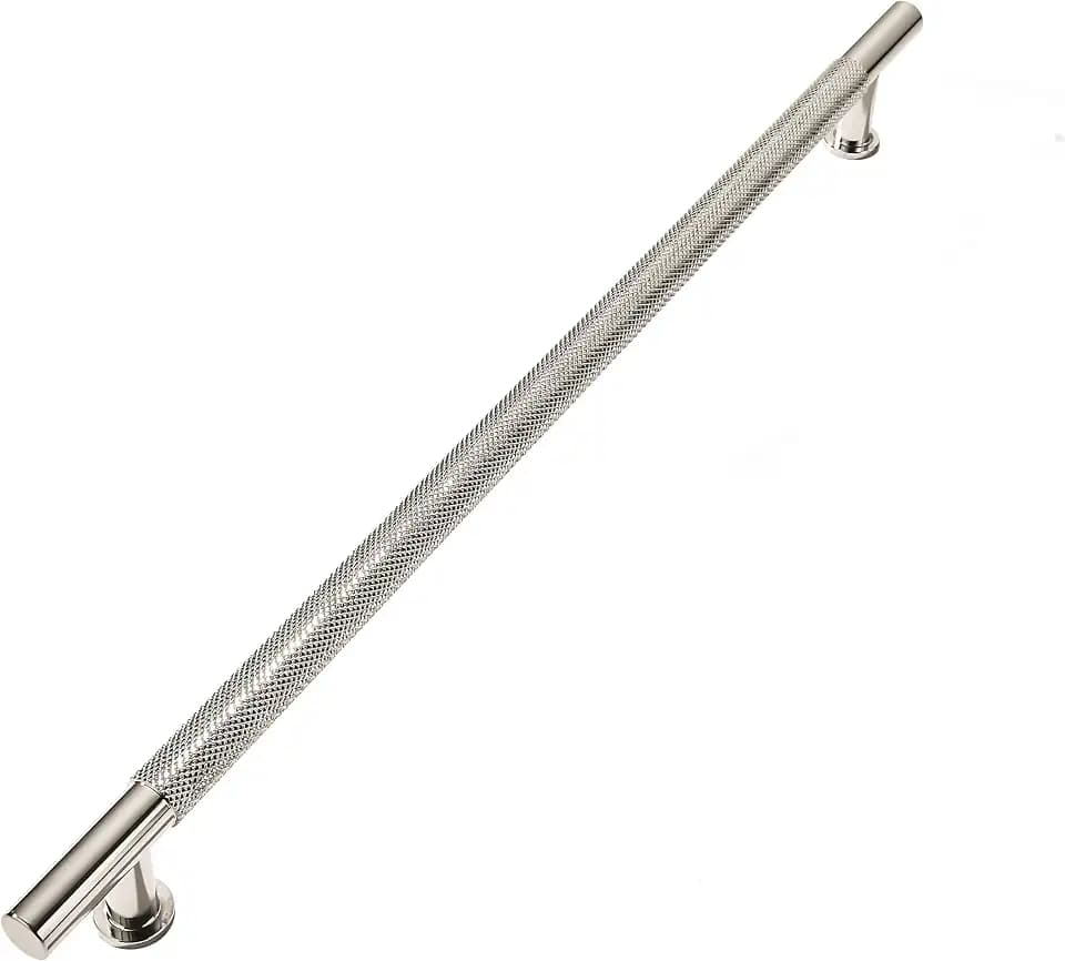 khtumeware 1 Pack 15 Inch(381mm) Soild Knurled Appliance Pulls Polished Nickel Cabinet Pulls Drawer Pulls Kitchen Hardware Kitchen Handles for Cabinets Cupboard Handles