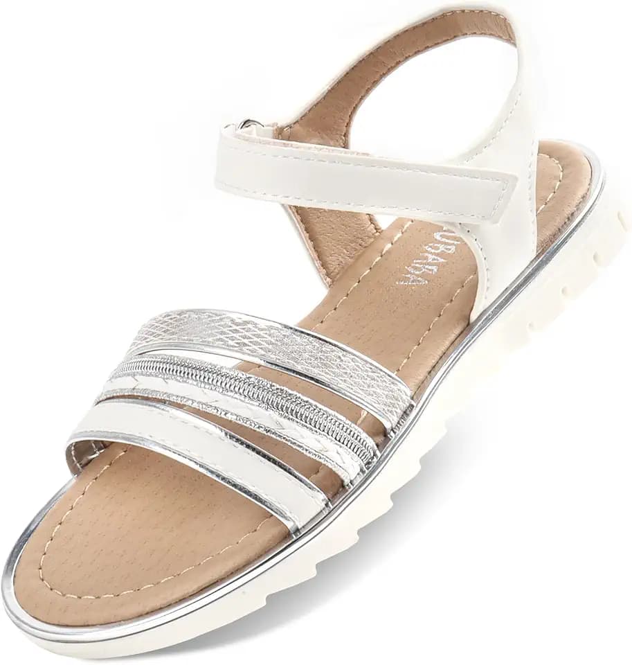 Wulubaba Girls Sandals Open Toe Glitter Flower Girl Dress Sandals